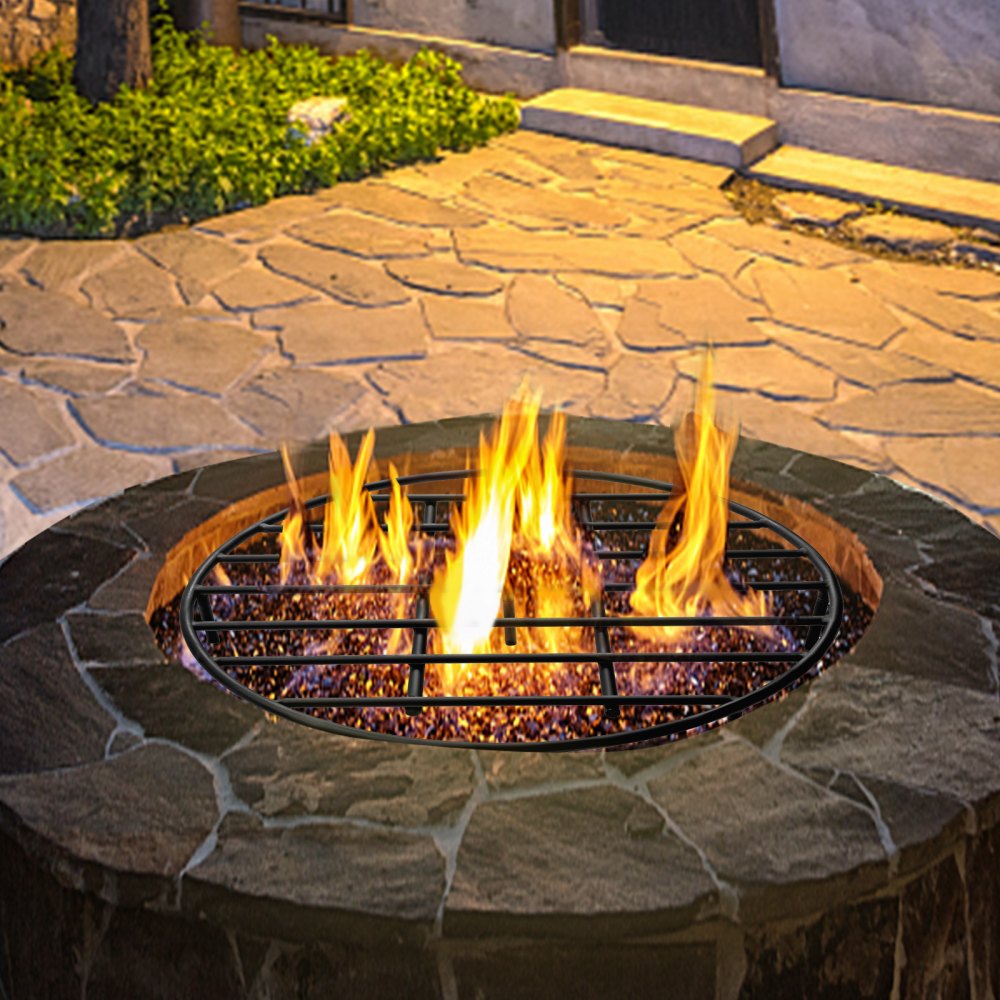 VEVOR Fire Pit Grate, Heavy Duty Iron Round Firewood Grate, Round Wood Fire Pit Grate 24", Firepit Grate with Black Paint, Fire Grate with 7 Removable Round Legs for Burning Fireplace and Firepits - LPYCYXYGDDJ24OH0GV0