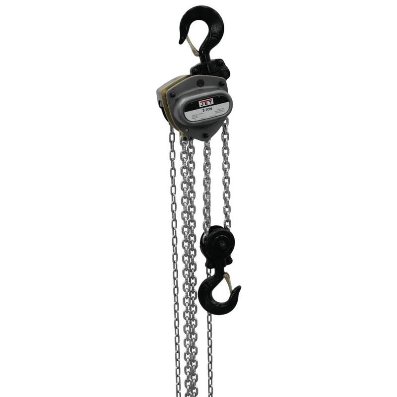 Jet L100-300WO-10 3-Ton Hand Chain Hoist with 10 ft. Lift and Overload Protection - 106100