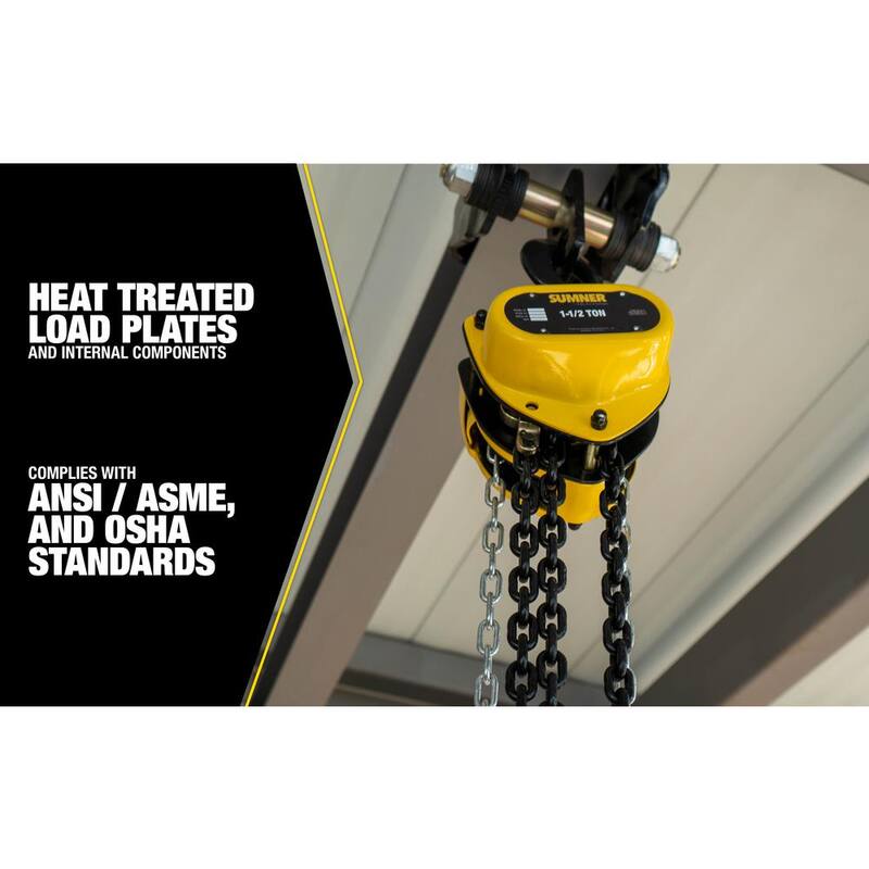 SUMNER 1- 1/2-Ton Chain Hoist with 10 ft. Lift - 787412