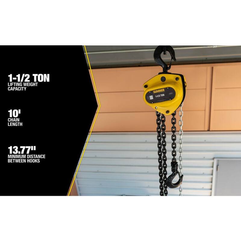 SUMNER 1- 1/2-Ton Chain Hoist with 10 ft. Lift - 787412