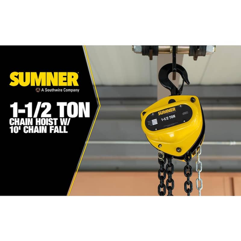 SUMNER 1- 1/2-Ton Chain Hoist with 10 ft. Lift - 787412