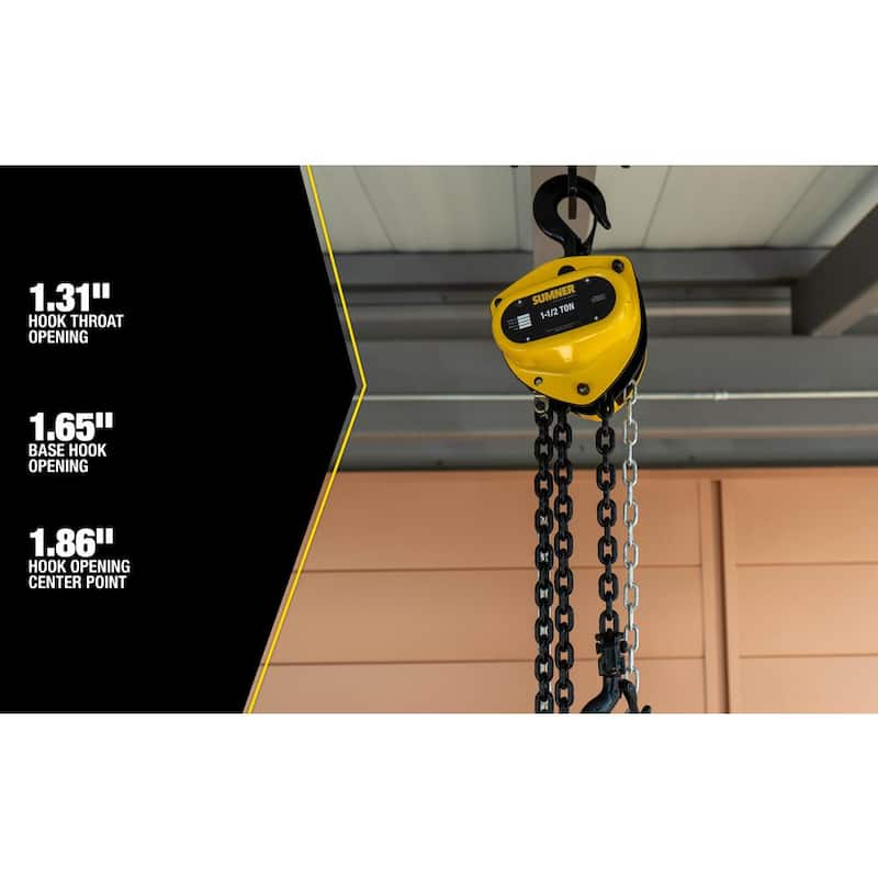 SUMNER 1- 1/2-Ton Chain Hoist with 10 ft. Lift - 787412