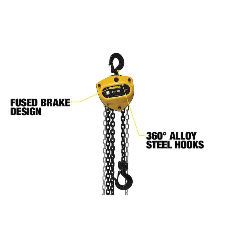 SUMNER 1- 1/2-Ton Chain Hoist with 10 ft. Lift - 787412