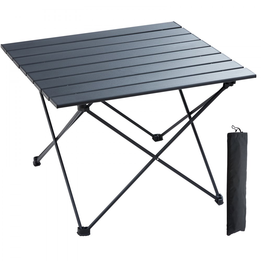 VEVOR Folding Camping Table, Outdoor Portable Side Tables, Lightweight Fold Up Table, Aluminum Alloy Ultra Compact Work Table with Carry Bag, For Cooking, Beach, Picnic, Travel, 22.2x15.9 inch, Black - HWZDBZLB66LBSYSOBV0