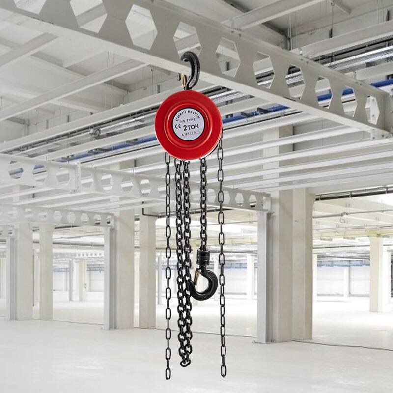 VEVOR 2-Ton Hand Chain Hoist 8 ft. Lift Manual Hoist with Hardened Steel for Lifting Goods in Transport and Workshop, Red - SLHLHSY2T2.5MYRA2V0