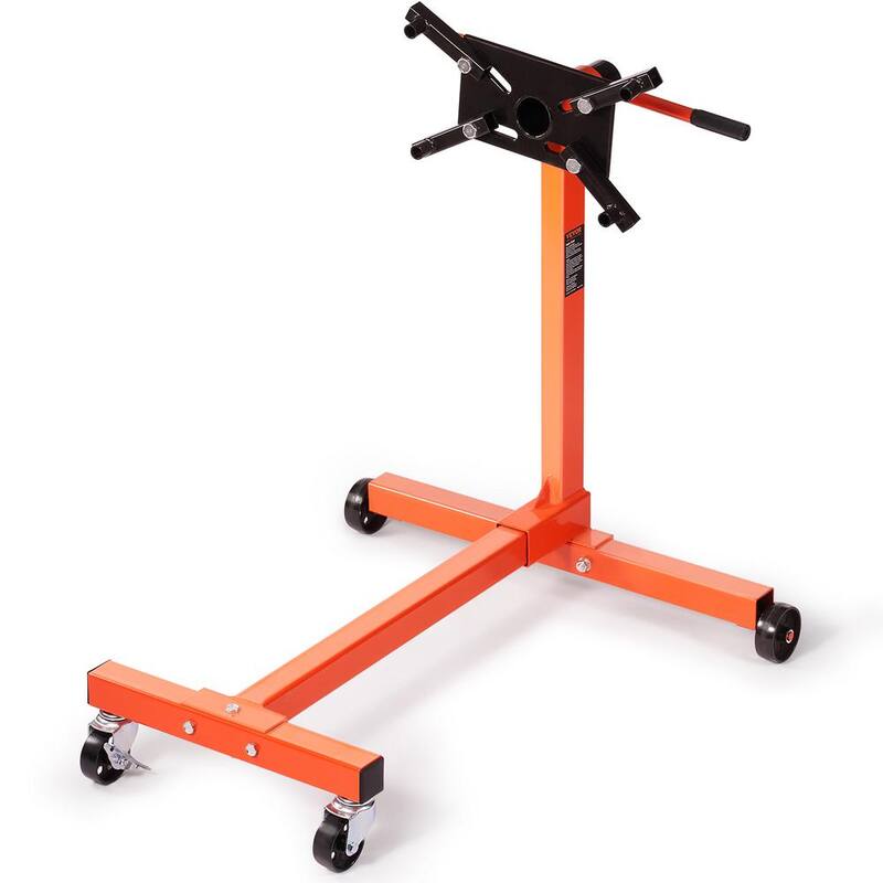 VEVOR Rotating Engine Stand 750 lbs. Load Cast Iron Motor Hoist Dolly with 360° Adjustable Head 4-Caster 4 Arms for Vehicle - YDXZSF750LBS4870PV0
