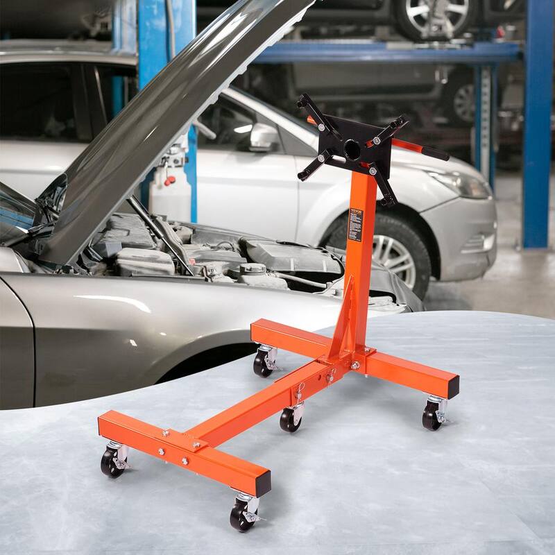 VEVOR Rotating Engine Stand 1500 lbs. with 360° Adjustable Head Cast Iron Folding Motor Hoist Dolly 5-Caster 4 Arms - YDXZS1500LBS5QG38V0