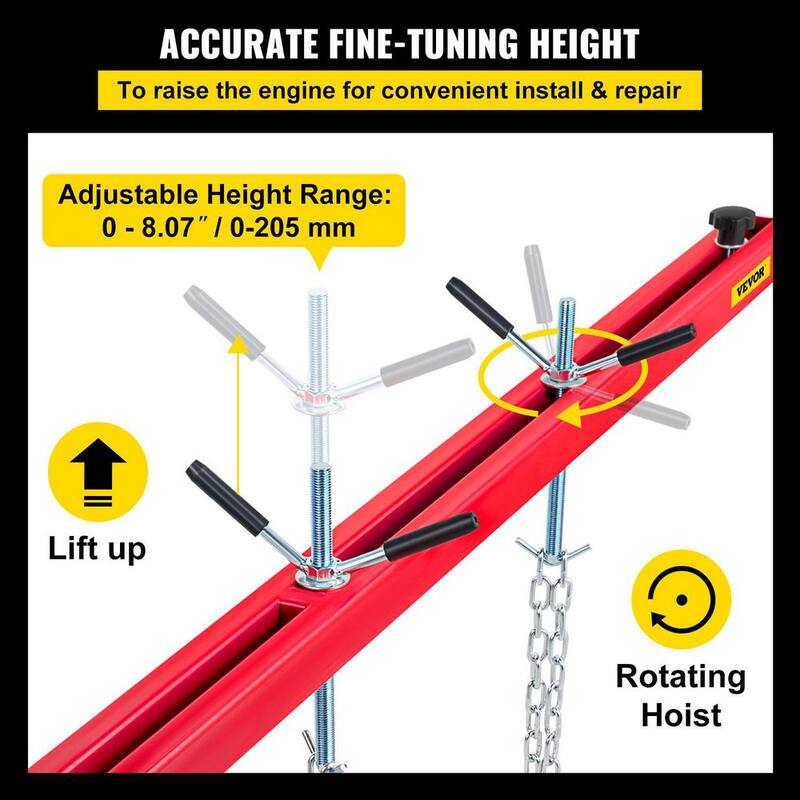 VEVOR Engine Support Bar 1100 lbs. Capacity Engine Transverse Bar Engine Hoist 2 Point Lift Holder Hoist Dual Hooks - FDJZCG1100LBSJTOPV0