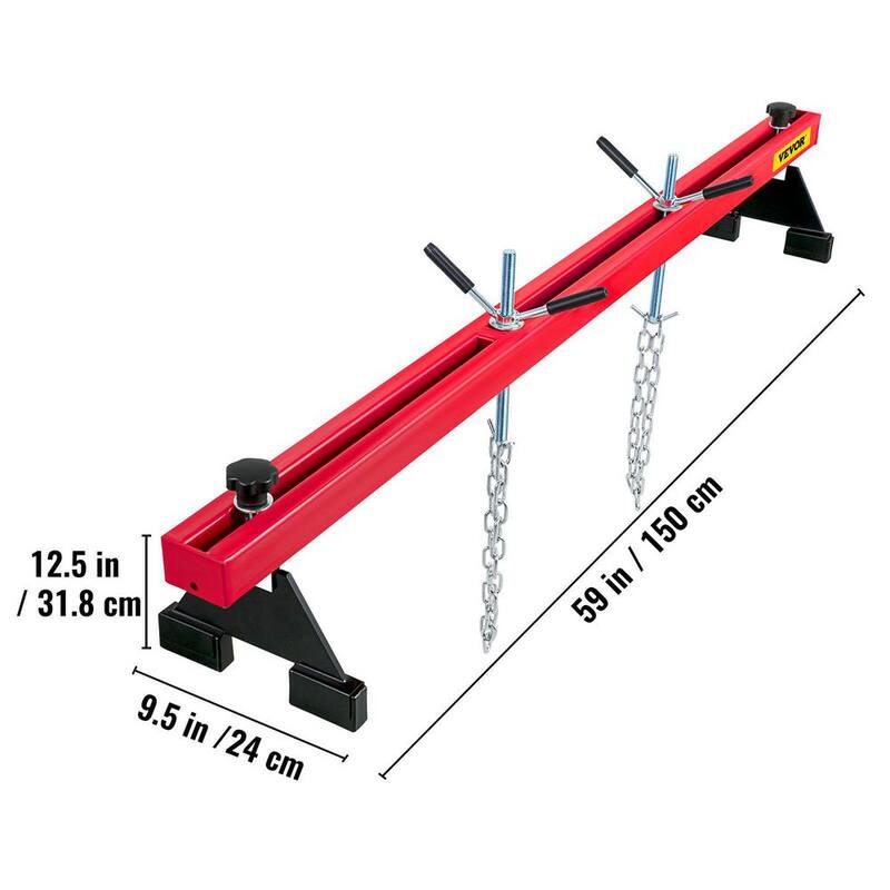 VEVOR Engine Support Bar 1100 lbs. Capacity Engine Transverse Bar Engine Hoist 2 Point Lift Holder Hoist Dual Hooks - FDJZCG1100LBSJTOPV0