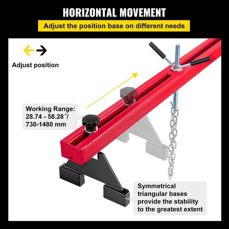 VEVOR Engine Support Bar 1100 lbs. Capacity Engine Transverse Bar Engine Hoist 2 Point Lift Holder Hoist Dual Hooks - FDJZCG1100LBSJTOPV0