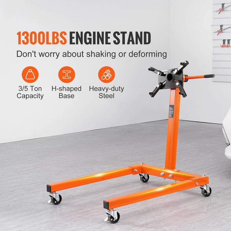 SKYSHALO Engine Stand, 1300lbs. (3/5Ton) Rotating Engine Motor Stand with 360 Degree Adjustable Head, Cast Iron Motor Hoist Dolly - YDXZSFDJZJL4UDXZJV0-0718