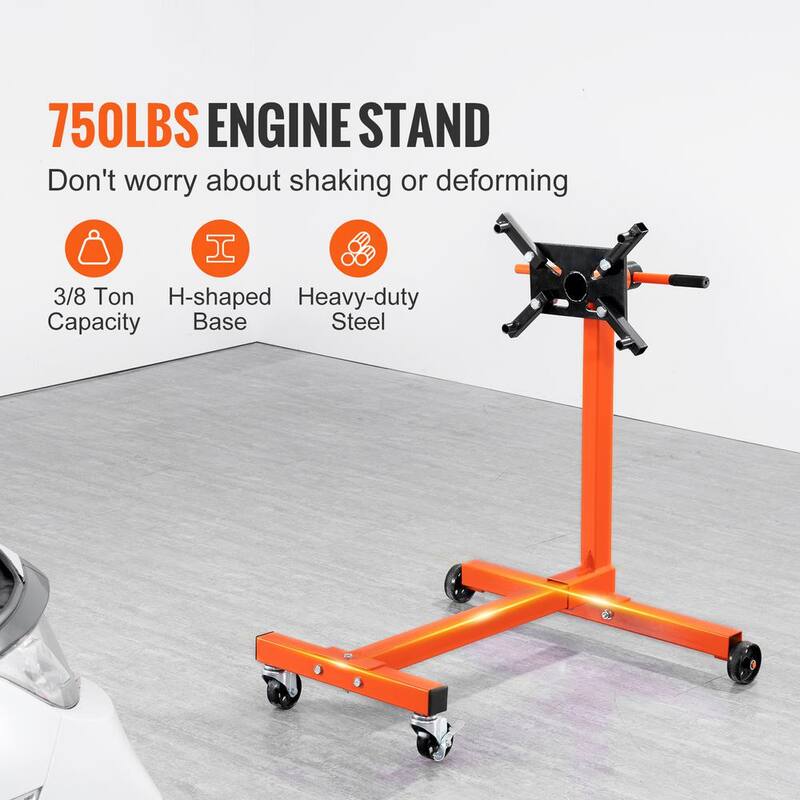 SKYSHALO Engine Stand, 750 lbs. (3/8 Ton) Rotating Engine Motor Stand with 360 Degree Adjustable Head Cast Iron Motor Hoist Dolly - YDXZSF750LBS4870PV0-0711