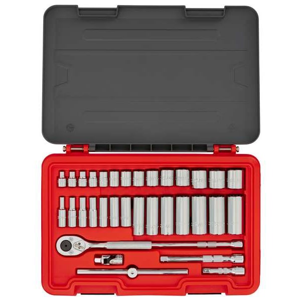 Proto 3/8 in Drive Socket Set Metric, SAE 63 Pieces 1/4 in to 1 in, 5.5 mm to 20 mm , Chrome - J52363S