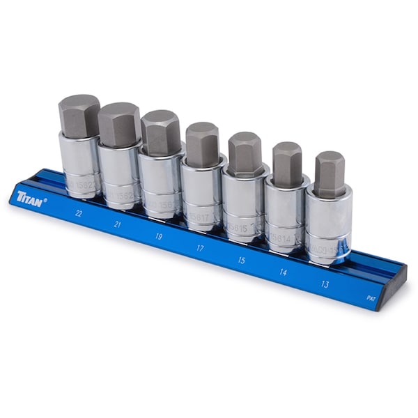 Stein World Titan 7-Piece 1/2 In. Drive Metric Large Hex Bit Socket Set - 16131