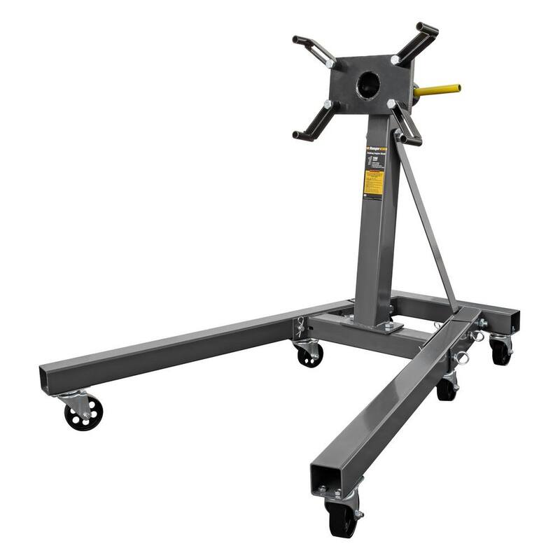 RANGER RES-1TF 2,000 lb. Capacity Folding Engine Stand with Swivel Casters and 360-Degree Rotating Head - 5150470