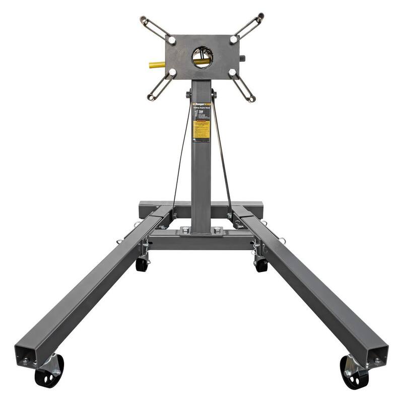 RANGER RES-1TF 2,000 lb. Capacity Folding Engine Stand with Swivel Casters and 360-Degree Rotating Head - 5150470
