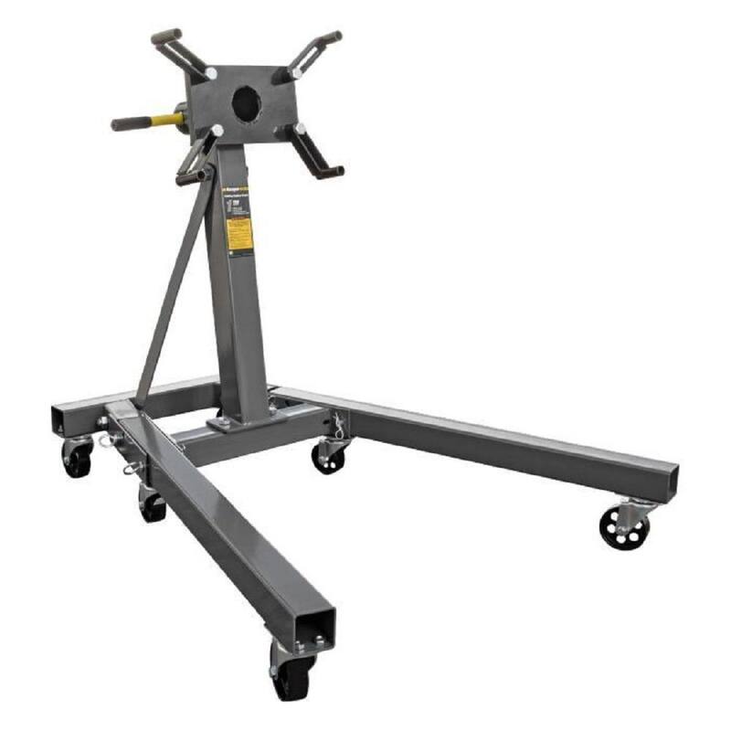RANGER RES-1TF 2,000 lb. Capacity Folding Engine Stand with Swivel Casters and 360-Degree Rotating Head - 5150470