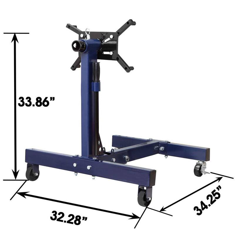 TCE 1,500 lbs Steel Rotating Engine Stand with 360 Degree Rotating Head and Folding Frame, Blue - AT26801U