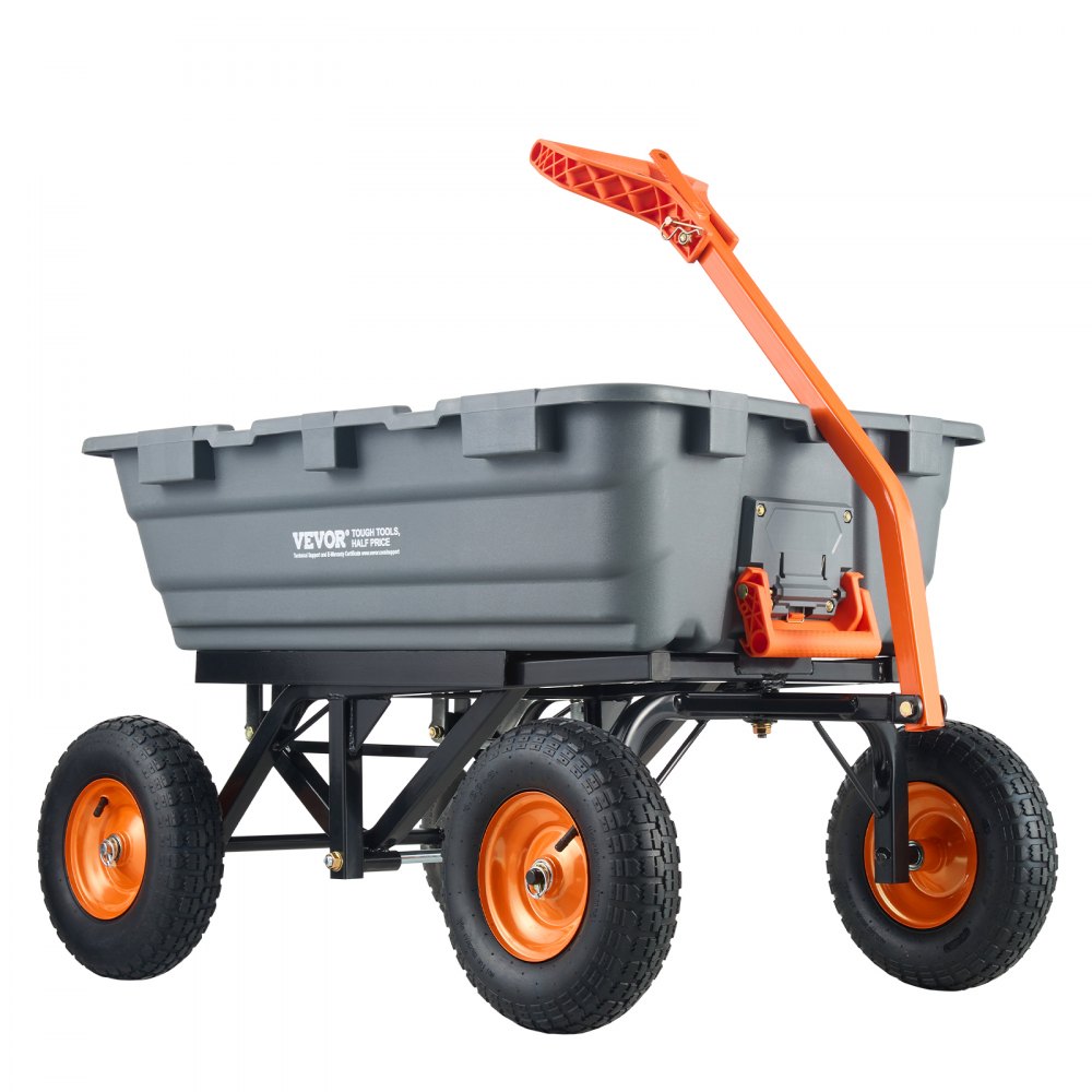 VEVOR Dump Cart, Poly Garden Dump Cart with Easy to Assemble Steel Frame, Dump Wagon with 2-in-1 Convertible Handle, Utility Wheelbarrow 1500 lbs Capacity, 13 inch Tires - SLZXTC1500B0FP7ZKV0