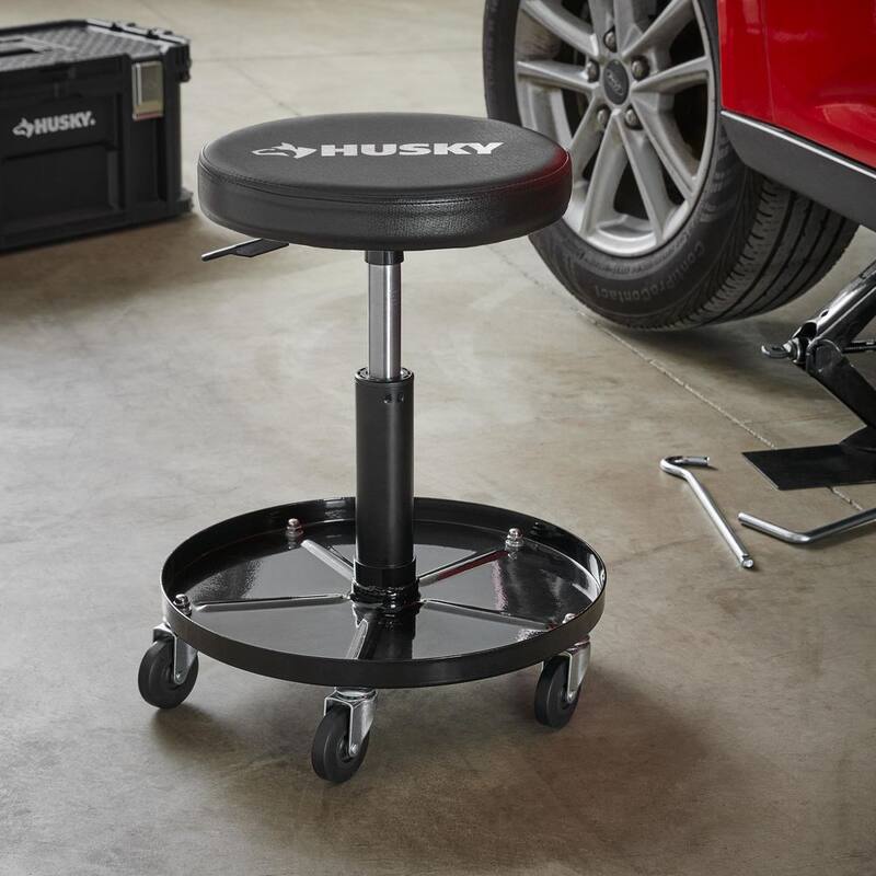 Husky Pneumatic Adjustable Creeper Seat with 15 in. Tool Storage Tray - HPL4803-DIP