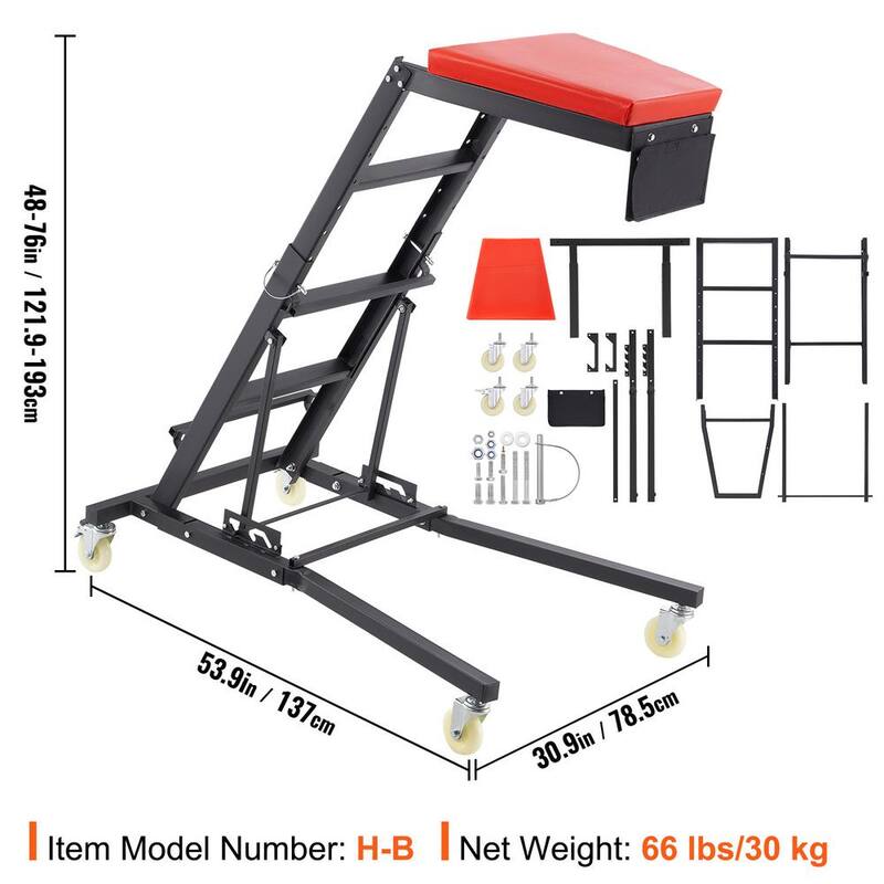 VEVOR Automotive Top Creeper, with Adjustable Height 48 in. to 76 in., 400 lbs. Capacity High Creeper, 4 Swivel Caster Wheels - FDJXCTYHXHX4D070NV0-0730