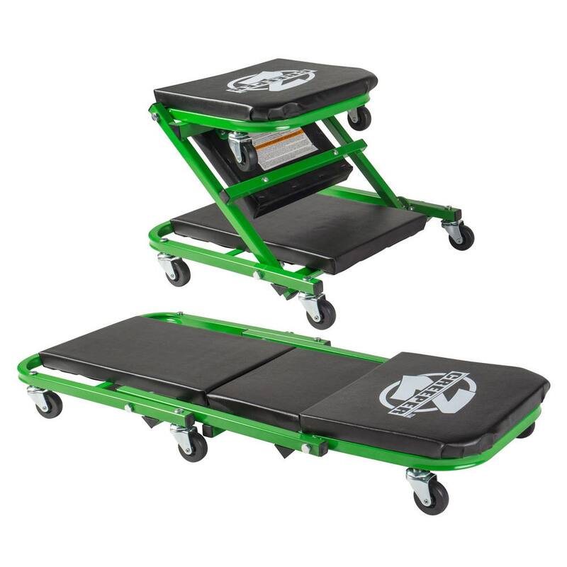 Pro-Lift Z Creeper Black/Green 2-in-1 Creeper and Seat 36 in. with 6-Casters and 300 lbs. Capacity - C-2036DG