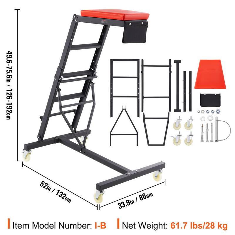 VEVOR Automotive Topside Creeper Adjustable Height 49.6 in. to 75.6 in., 400 lbs. Capacity High Creeper 4 Caster Foldable - FDJXCTYIXIX4SJCLPV0