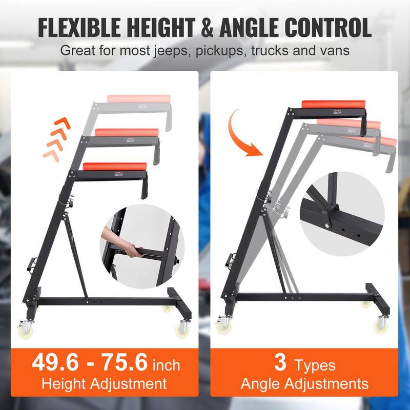 VEVOR Automotive Topside Creeper Adjustable Height 49.6 in. to 75.6 in., 400 lbs. Capacity High Creeper 4 Caster Foldable - FDJXCTYIXIX4SJCLPV0