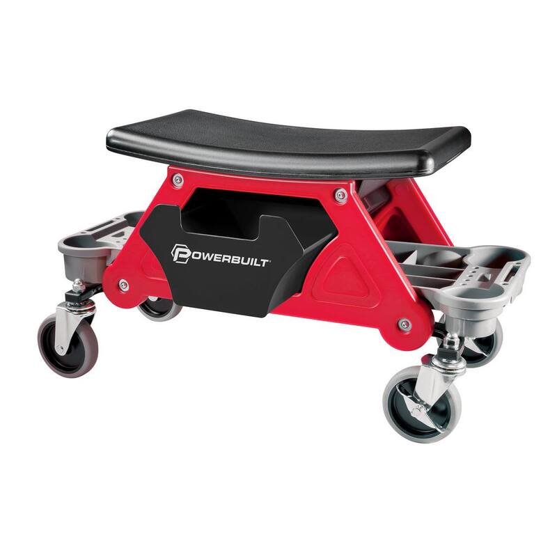 Powerbuilt Heavy-Duty Rolling Mechanics Creeper Seat with Storage Trays - 240036