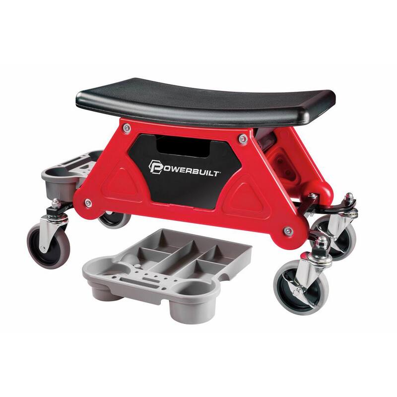 Powerbuilt Heavy-Duty Rolling Mechanics Creeper Seat with Storage Trays - 240036