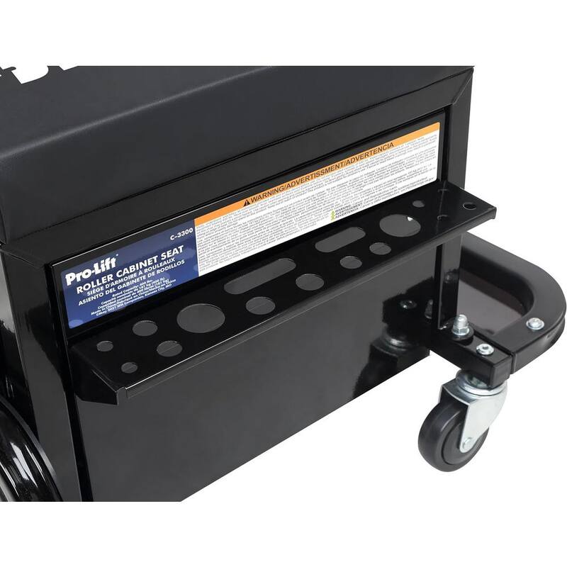 Pro-Lift Mechanic Roller Seat with Tool Box - 3-Drawer Rolling Tool Chest Stool with Padded Seat Cushion - 400 Lbs Capacity - C-3300