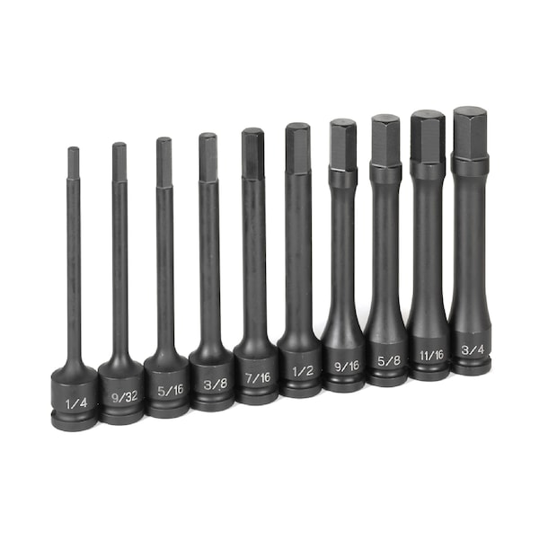 Grey Pneumatic SKT SET 1/2" DR 10PC 6" FRACTNL HEX DRVR - GP1360H