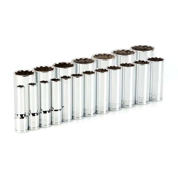 Tekton 1/2 Inch Drive Deep 12-Point Socket Set, 19-Piece (3/8 - 1-1/2 in.) - SHD92015