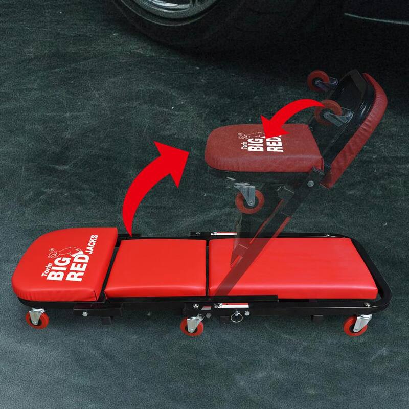 Big Red 40 in. Foldable Z-Creeper Seat, 2-in-1 Garage/Shop Creeper, 330 lbs. Capacity - ATW4015ZR