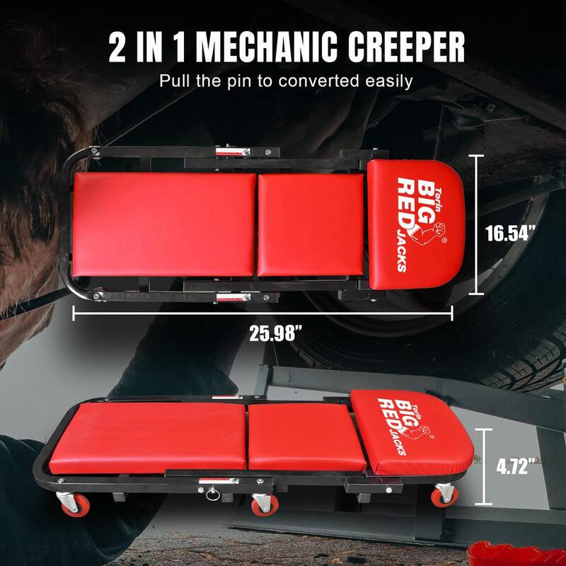 Big Red 40 in. Foldable Z-Creeper Seat, 2-in-1 Garage/Shop Creeper, 330 lbs. Capacity - ATW4015ZR