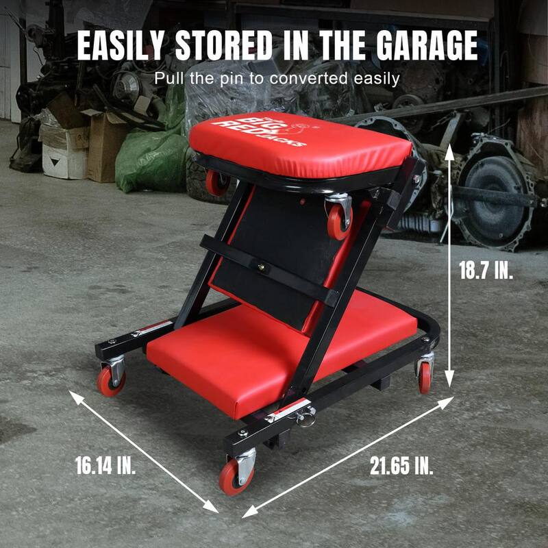 Big Red 40 in. Foldable Z-Creeper Seat, 2-in-1 Garage/Shop Creeper, 330 lbs. Capacity - ATW4015ZR
