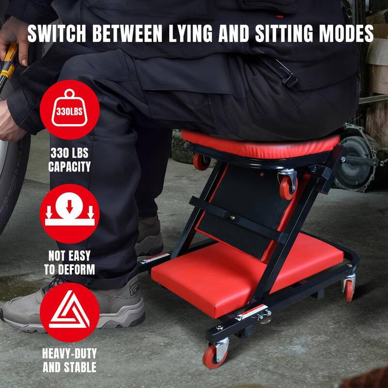 Big Red 40 in. Foldable Z-Creeper Seat, 2-in-1 Garage/Shop Creeper, 330 lbs. Capacity - ATW4015ZR