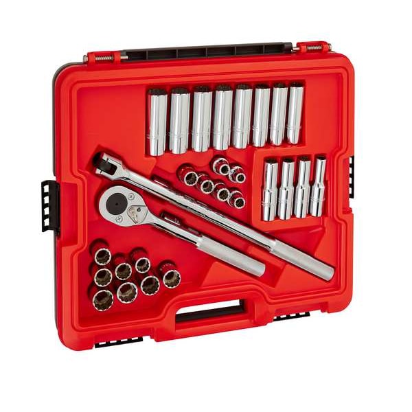 Proto 1/2 in Drive Socket Set Metric 30 Pieces 8 mm to 21 mm , Chrome - J54230T