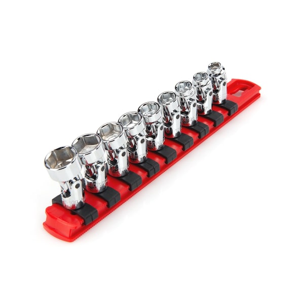 Tekton 1/4 Inch Drive Universal Joint Socket Set with Rail, 9-Piece (6-14 mm) - SHD90110
