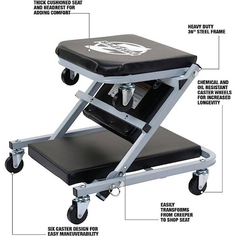 Pro Lift 300 Lbs Mechanic 2 in 1 Foldable Creeper Seat - C-2036H