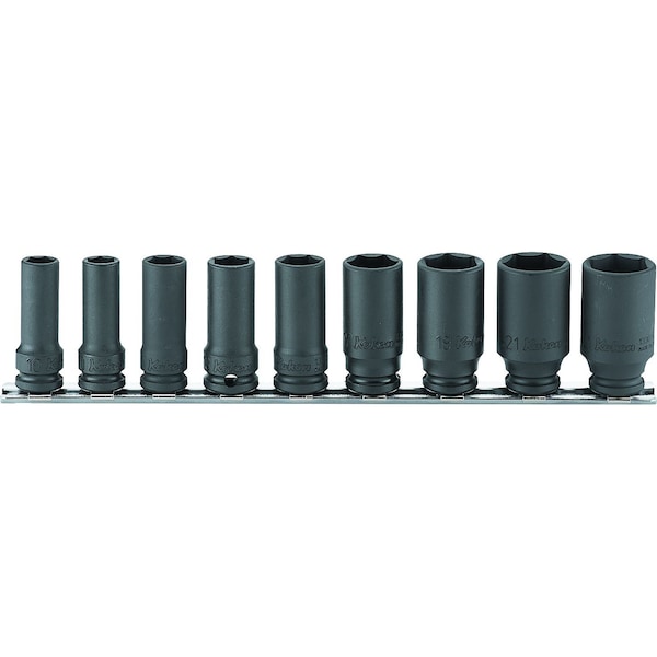 Ko-Ken Socket set 8-22mm 6 Point 250mm Thin walled 9 pieces 3/8 Sq. Drive - RS13301X/9