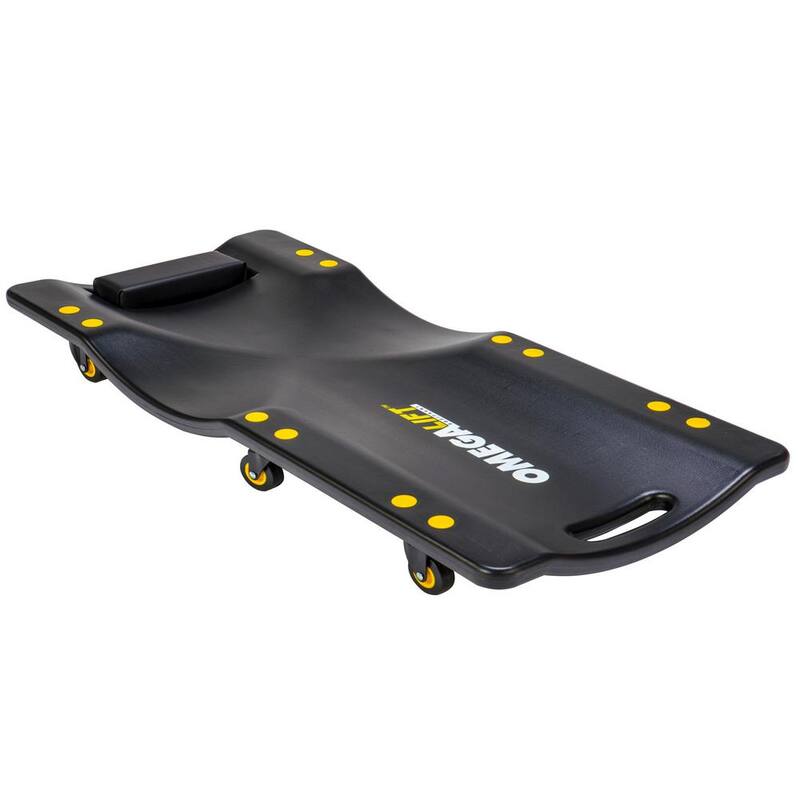 Omega Lift 36 in. Mechanic Plastic Creeper Blow Molded Ergonomic HDPE Body 300 lbs. Capacity with Padded Headrest in Red - 91900
