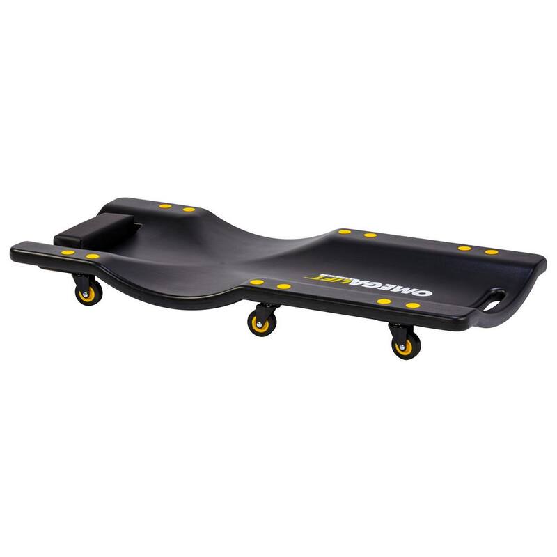 Omega Lift 36 in. Mechanic Plastic Creeper Blow Molded Ergonomic HDPE Body 300 lbs. Capacity with Padded Headrest in Red - 91900