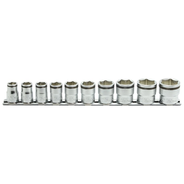 Ko-Ken Socket set 8mm-22mm Nut Grip 250mm 10 pieces 3/8 Sq. Drive - RS3450M/10