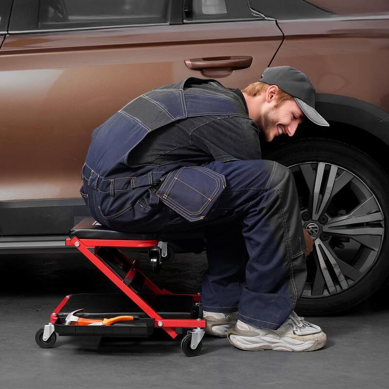 VEVOR Foldable Z Garage Creeper, 36 in., 300 lbs Load Capacity Rolling Folding Mechanic Creeper Stool, with 6 Wheels Tool Tray - KZDXCTBYXJ36A0O8IV0