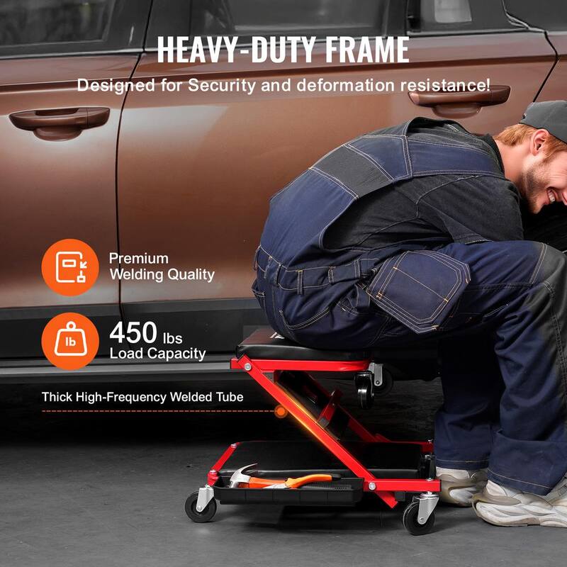VEVOR Foldable Z Garage Creeper, 36 in., 300 lbs Load Capacity Rolling Folding Mechanic Creeper Stool, with 6 Wheels Tool Tray - KZDXCTBYXJ36A0O8IV0