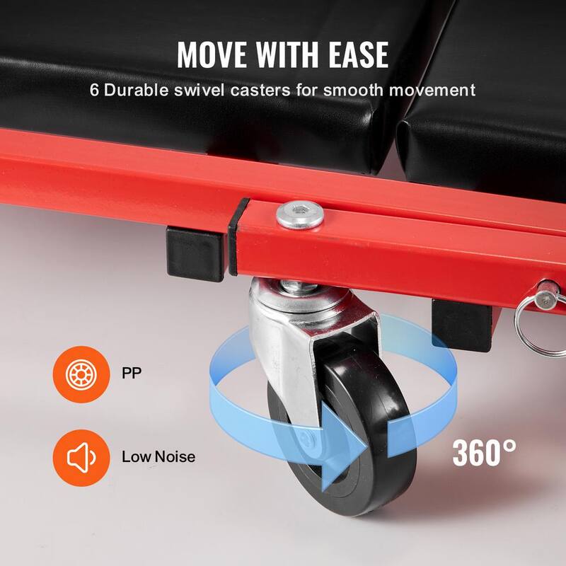 VEVOR Foldable Z Garage Creeper, 36 in., 300 lbs Load Capacity Rolling Folding Mechanic Creeper Stool, with 6 Wheels Tool Tray - KZDXCTBYXJ36A0O8IV0