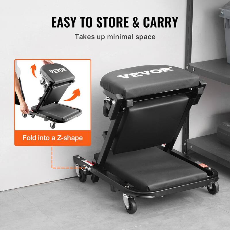 VEVOR Foldable Z Garage Creeper,40 in.,450 lbs. Load Capacity Rolling Folding Mechanic Creeper Stool with 6 Universal Wheels - KZDXCTBYXJ40CJ62RV0