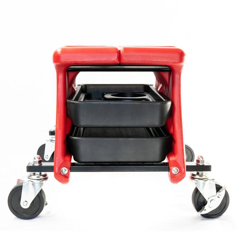 Powerbuilt Heavy-Duty Garage Mechanics Chair Rolling Seat with Storage Trays - 240283