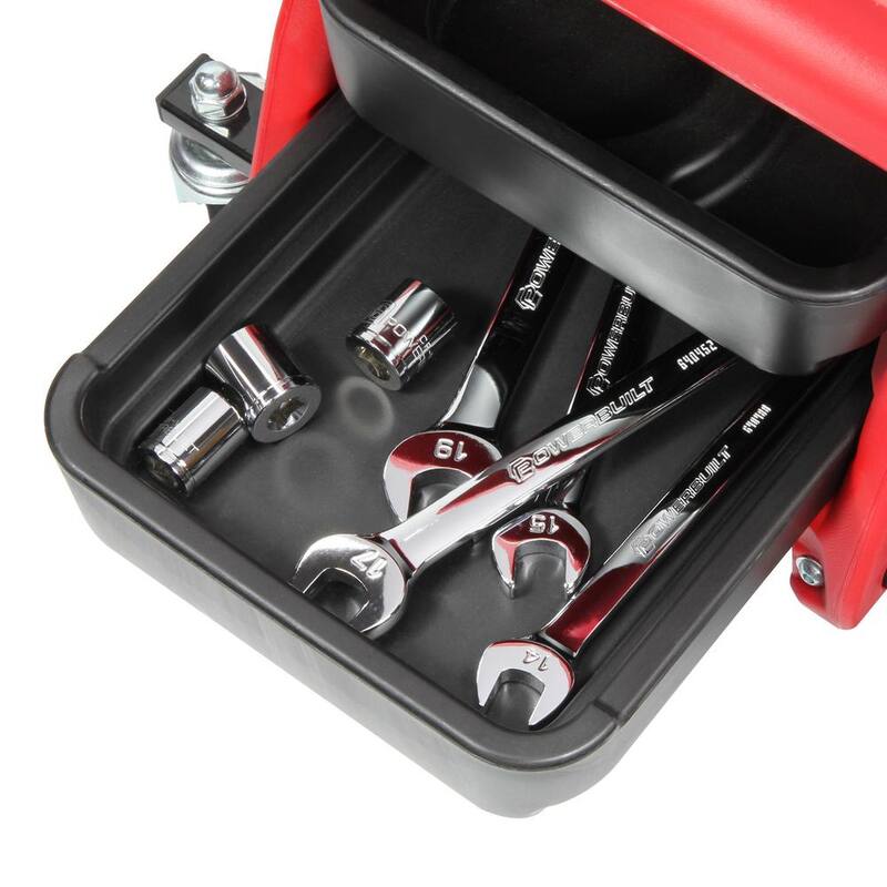 Powerbuilt Heavy-Duty Garage Mechanics Chair Rolling Seat with Storage Trays - 240283